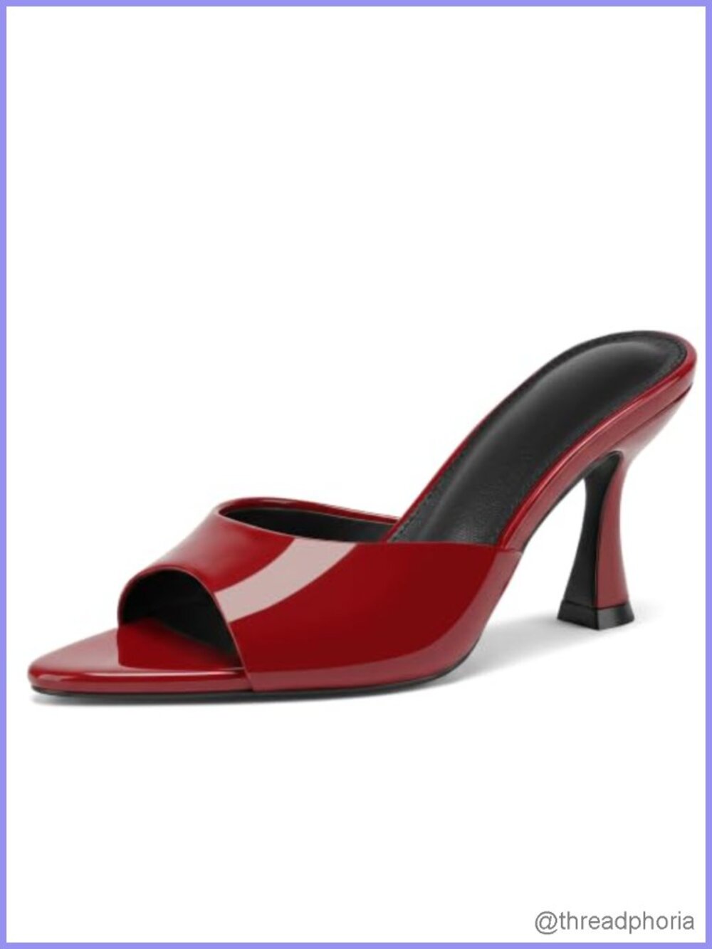 Faux Leather Kitten Heel Mules Pointed Peep Toe Slip On Dress Sandals